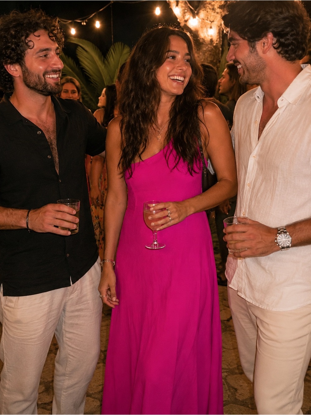 Women’s One-Shoulder Maxi Dress in Hot Pink